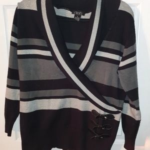 3/$15 Faux wrap sweater with side buckles